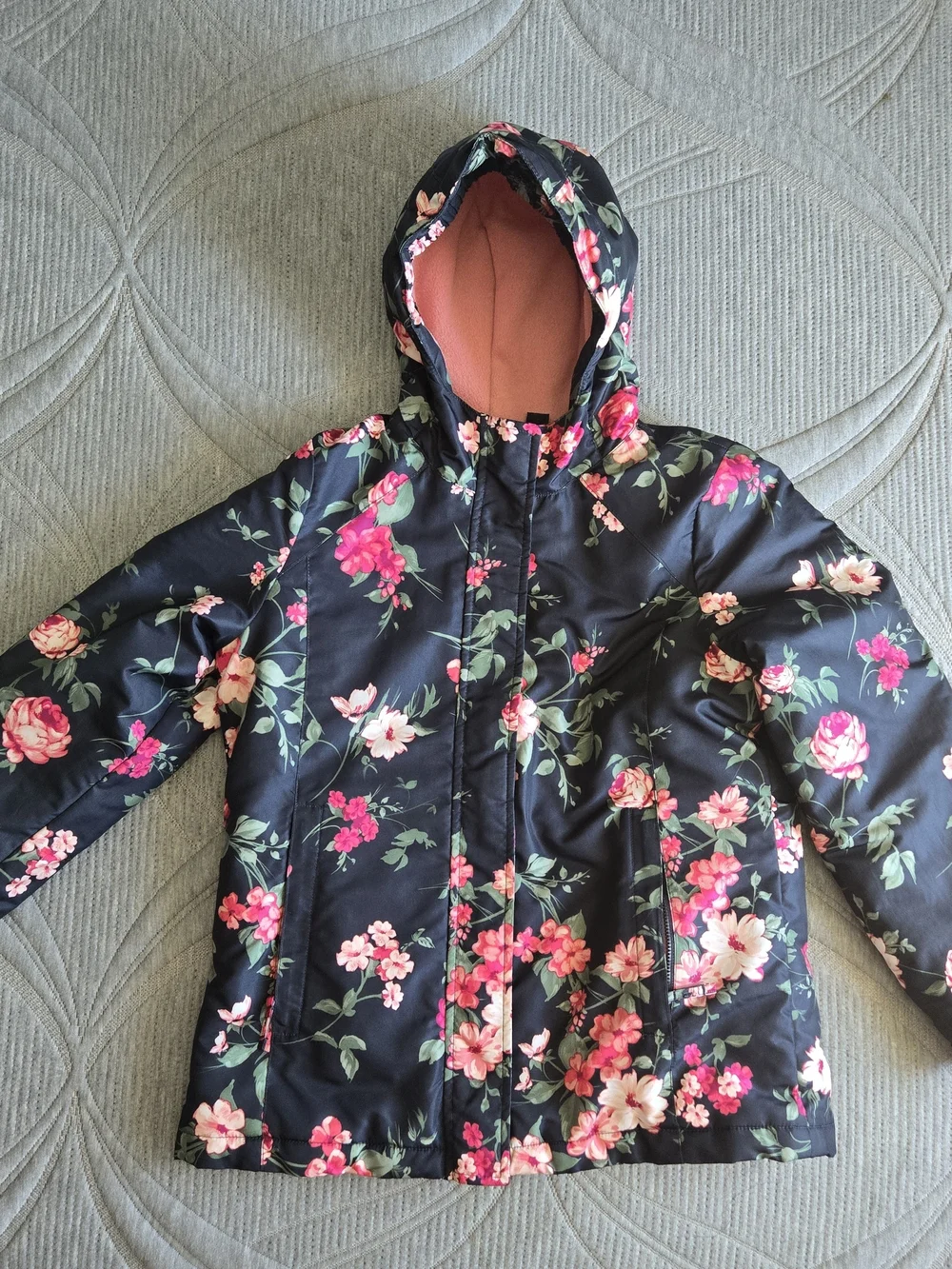 Girl's Floral Puffer Coat